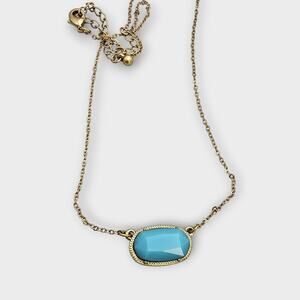 Turquoise Faceted Glass Pendant Gold Necklace – Dainty Modern Chic